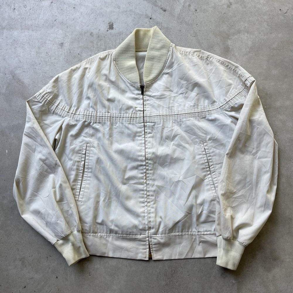 VTG 50s 60s Harrington XL Canvas windbreaker bomber jacket Cream White‎ Talon